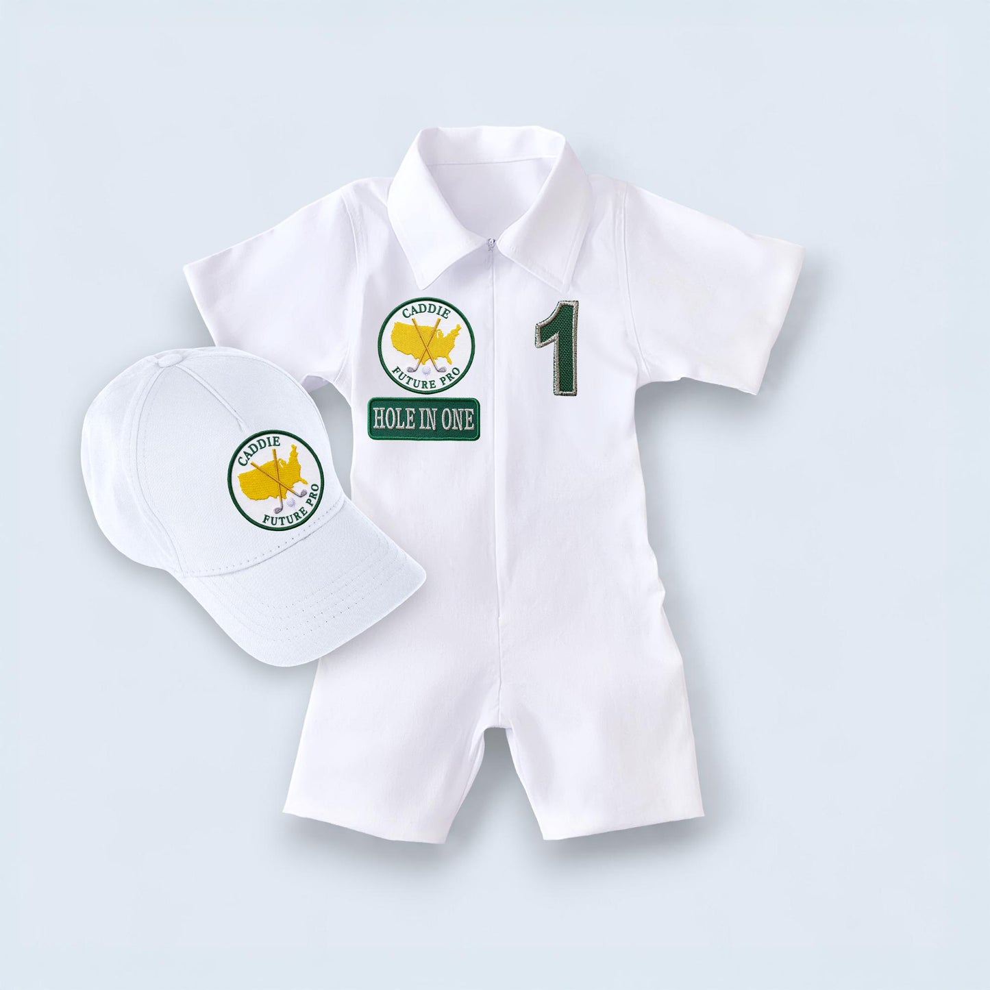 Matching Family Golf Caddie Jumpsuit Set — set contents