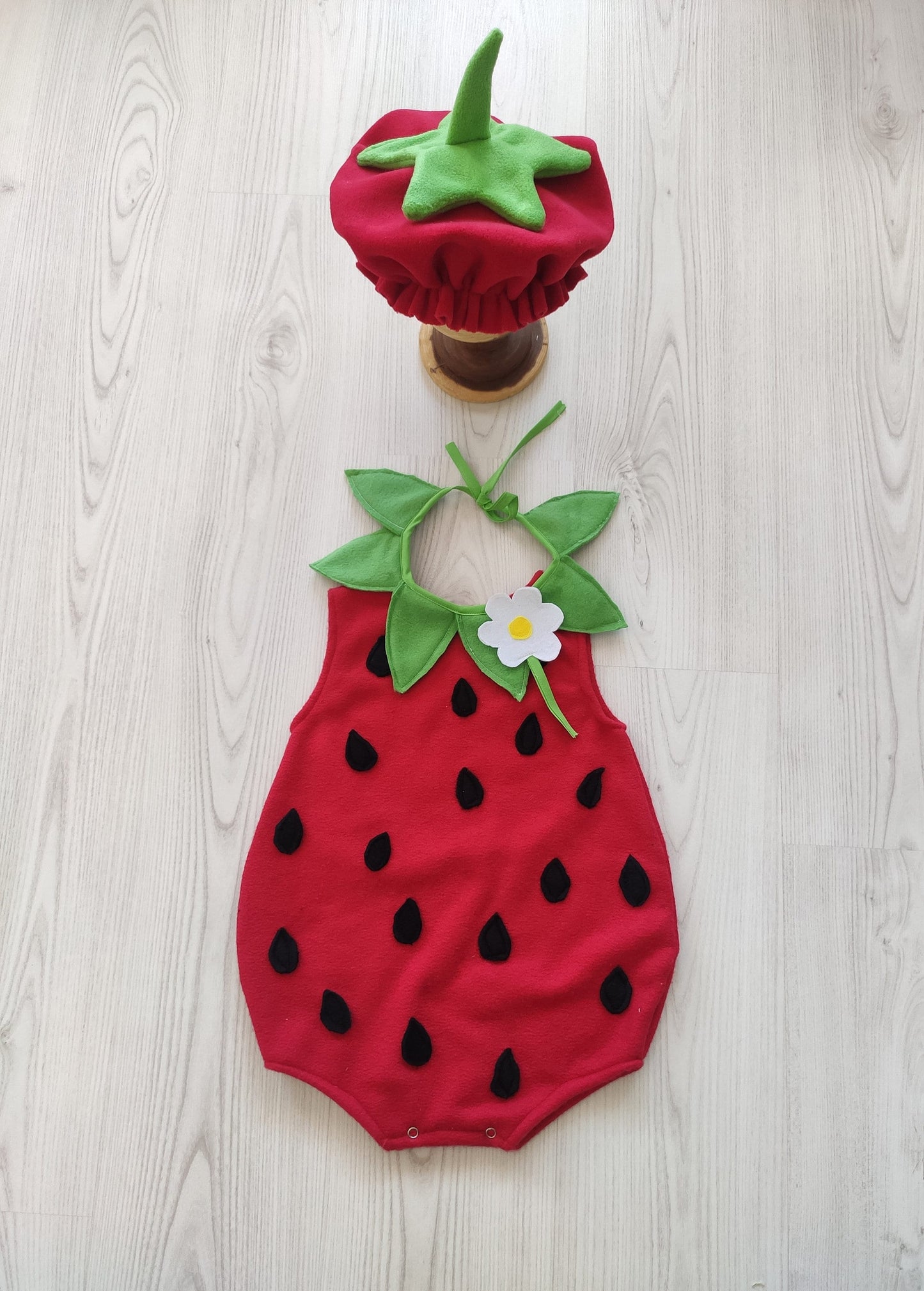 Baby Strawberry Costume Dress — back view