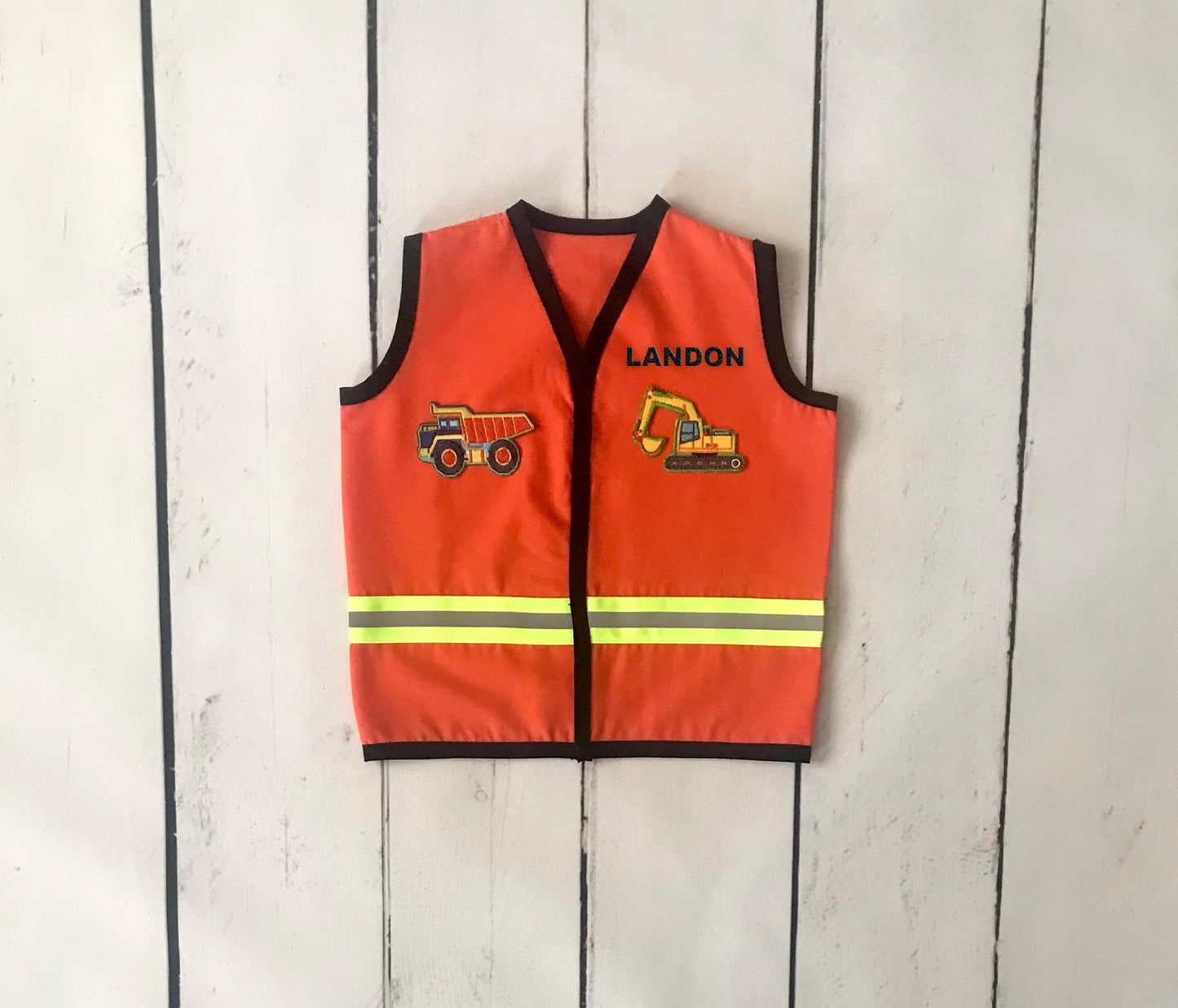 Custom Construction Safety Vest for Kids — back view