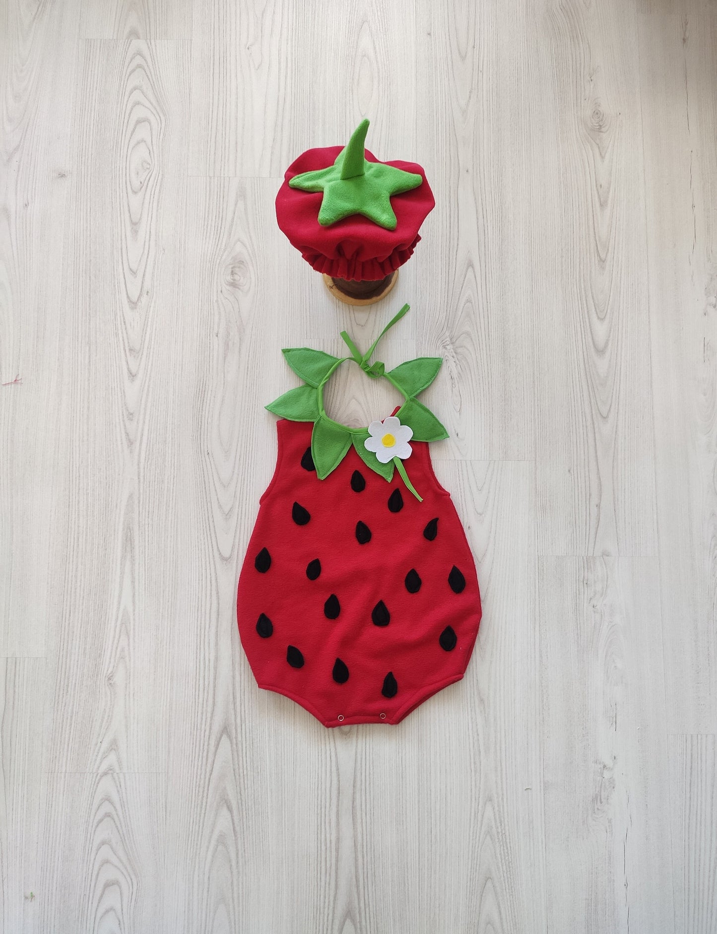Baby Strawberry Costume Dress — front view