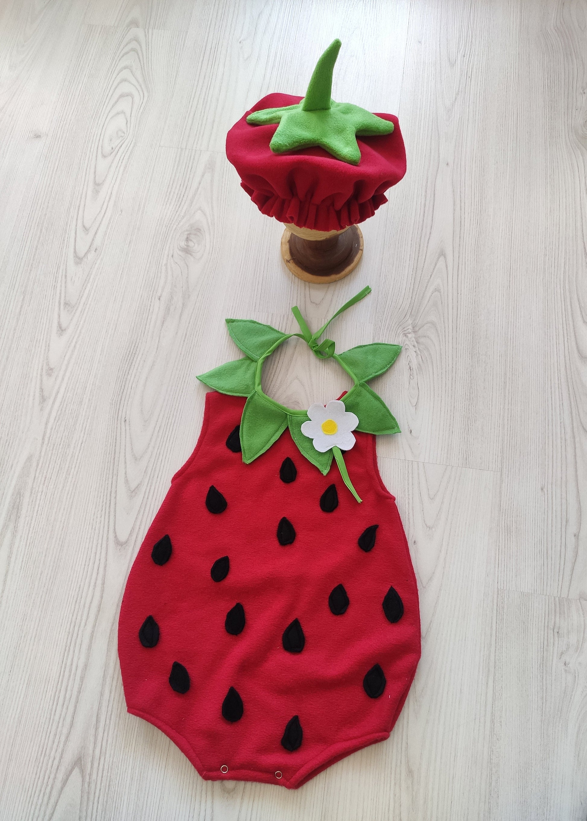 Baby Strawberry Costume Dress — patch options