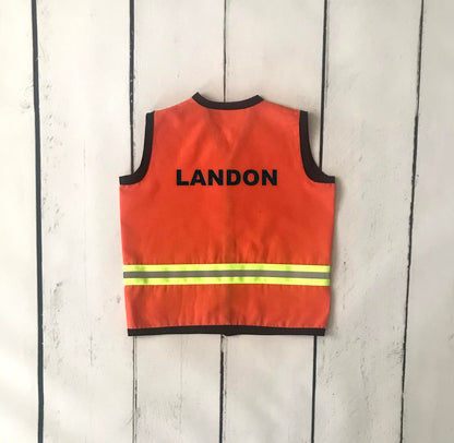 Custom Construction Safety Vest for Kids — fabric detail