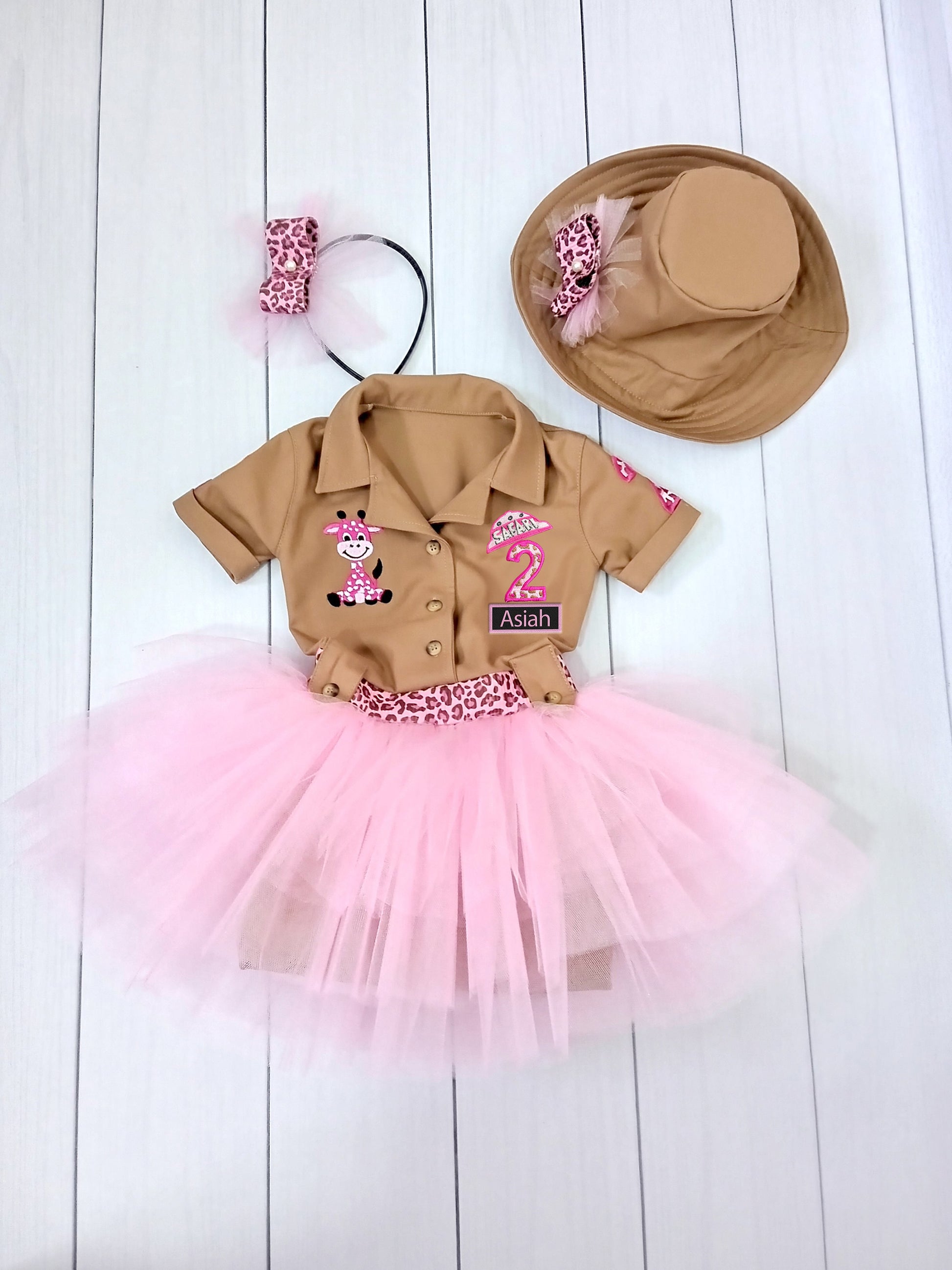 Girls Pink Safari Outfit — back view
