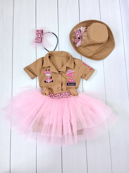 Girls Pink Safari Outfit — back view