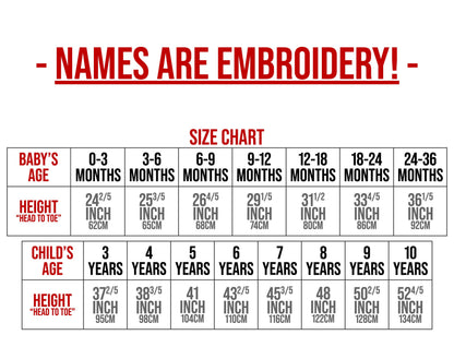 Personalized Baby Boxing Robe — size chart