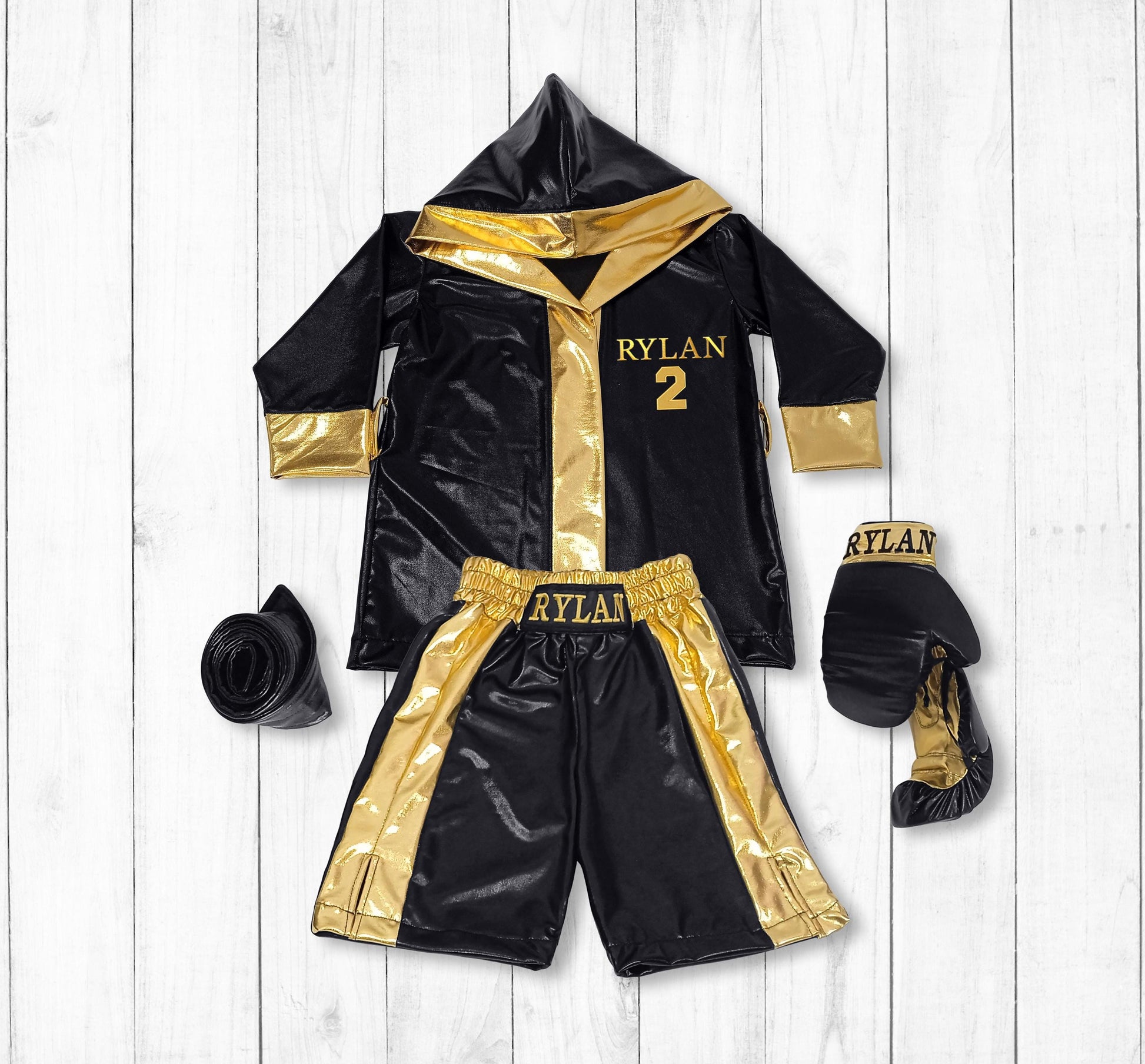 Personalized Baby Boxing Robe — model photo