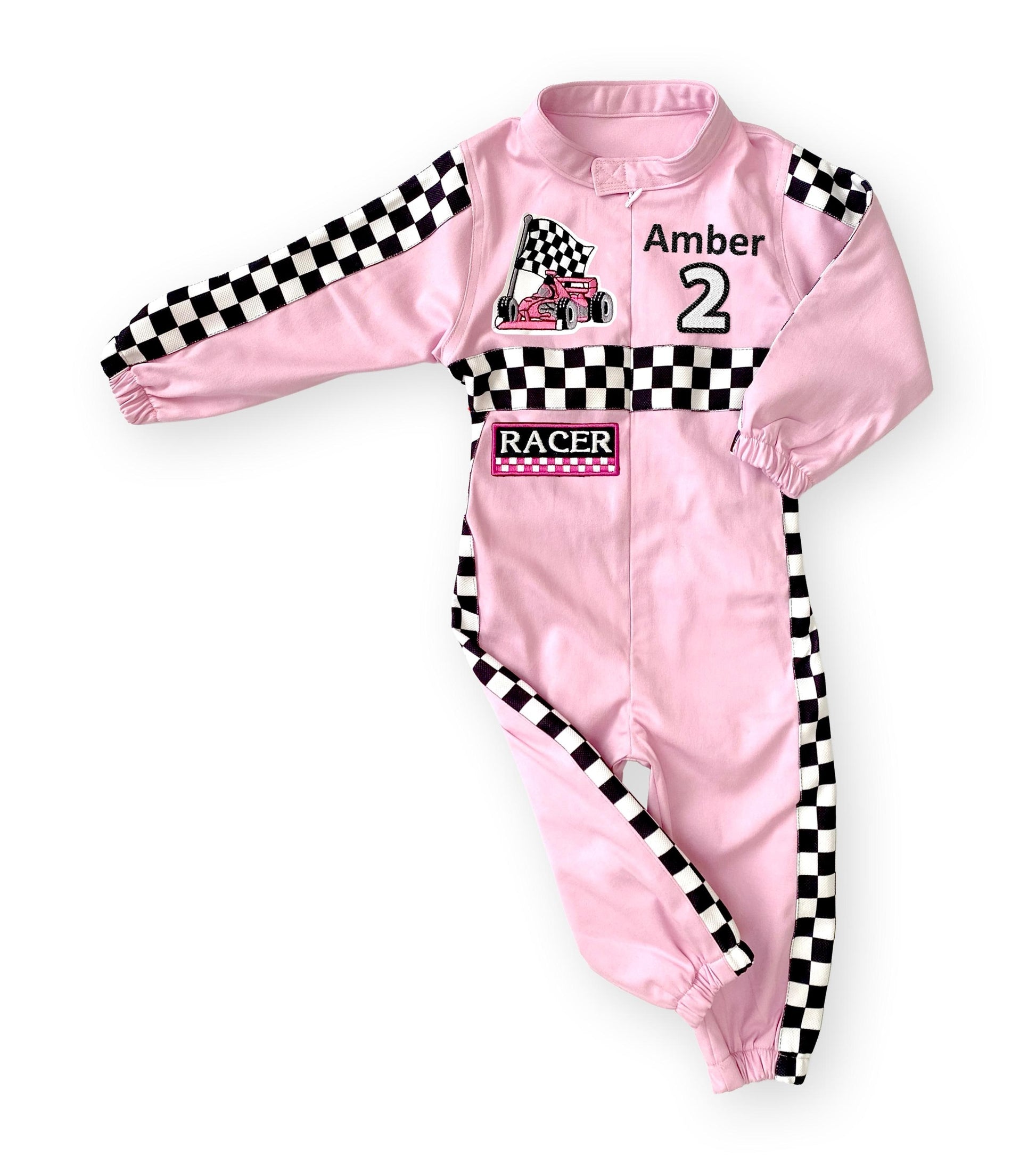Personalized Pink Race Car Costume for Girls