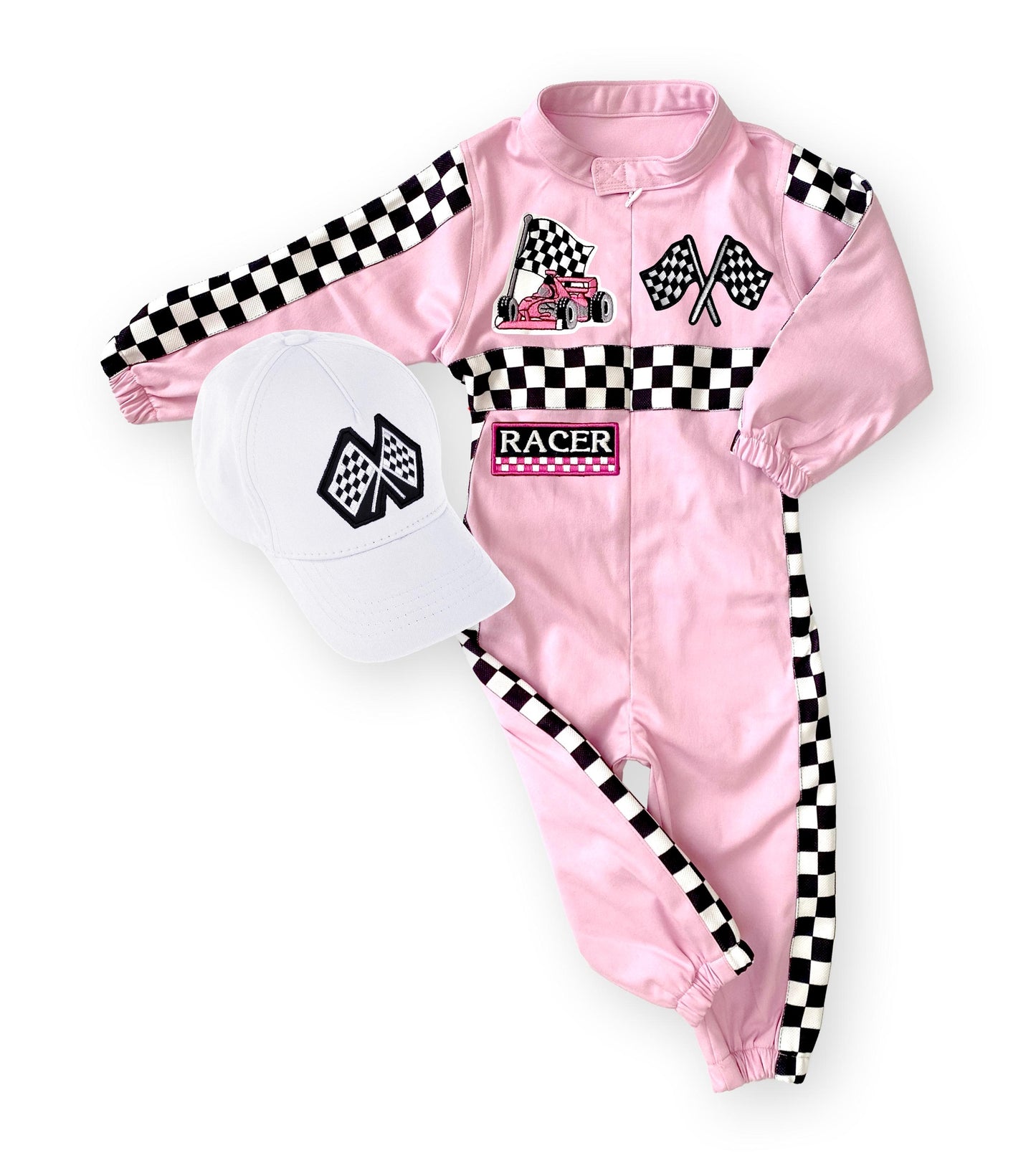 Personalized Pink Race Car Costume for Girls