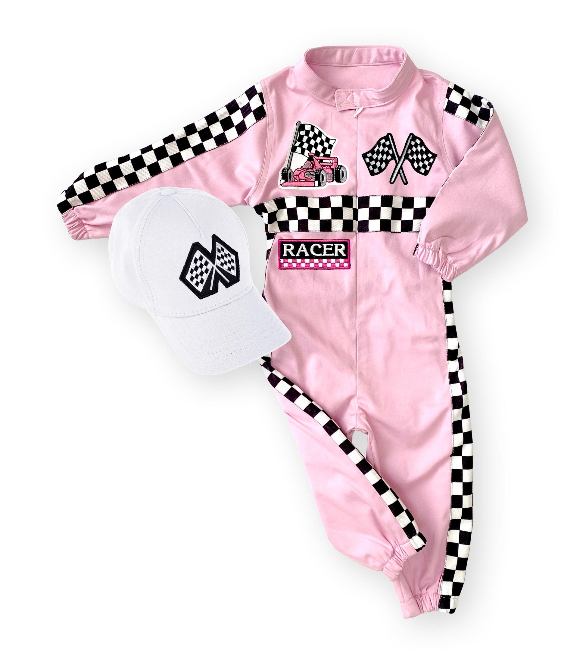 Personalized Pink Race Car Costume for Girls