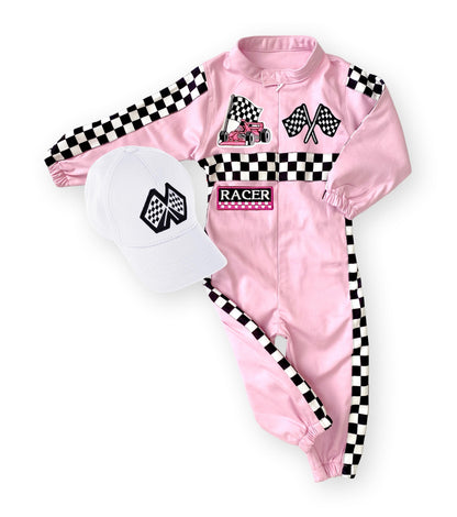 Personalized Pink Race Car Costume for Girls