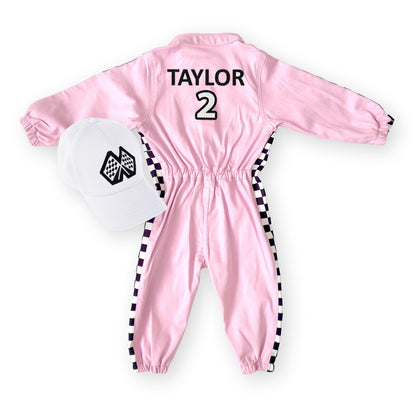 Personalized Pink Race Car Costume for Girls