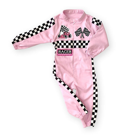 Personalized Pink Race Car Costume for Girls