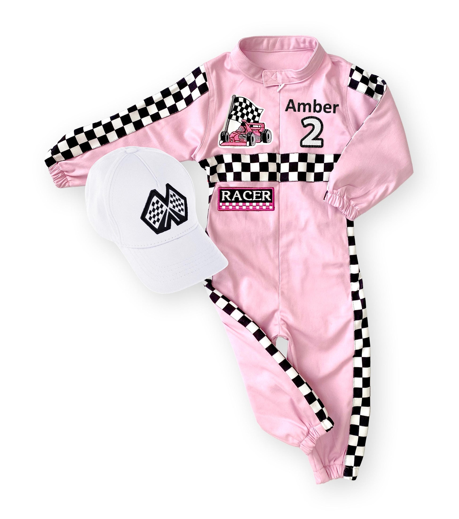 Personalized Pink Race Car Costume for Girls