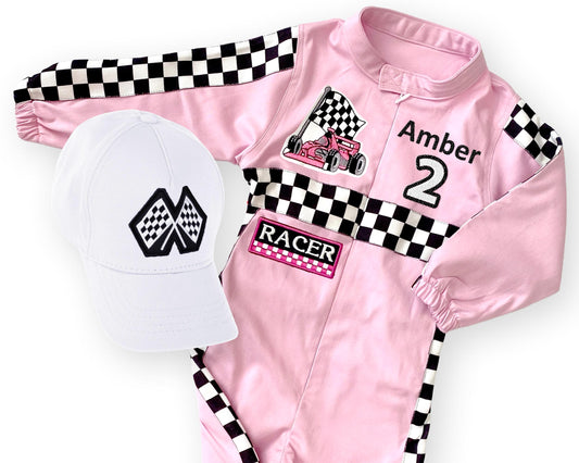 Personalized Pink Race Car Costume for Girls