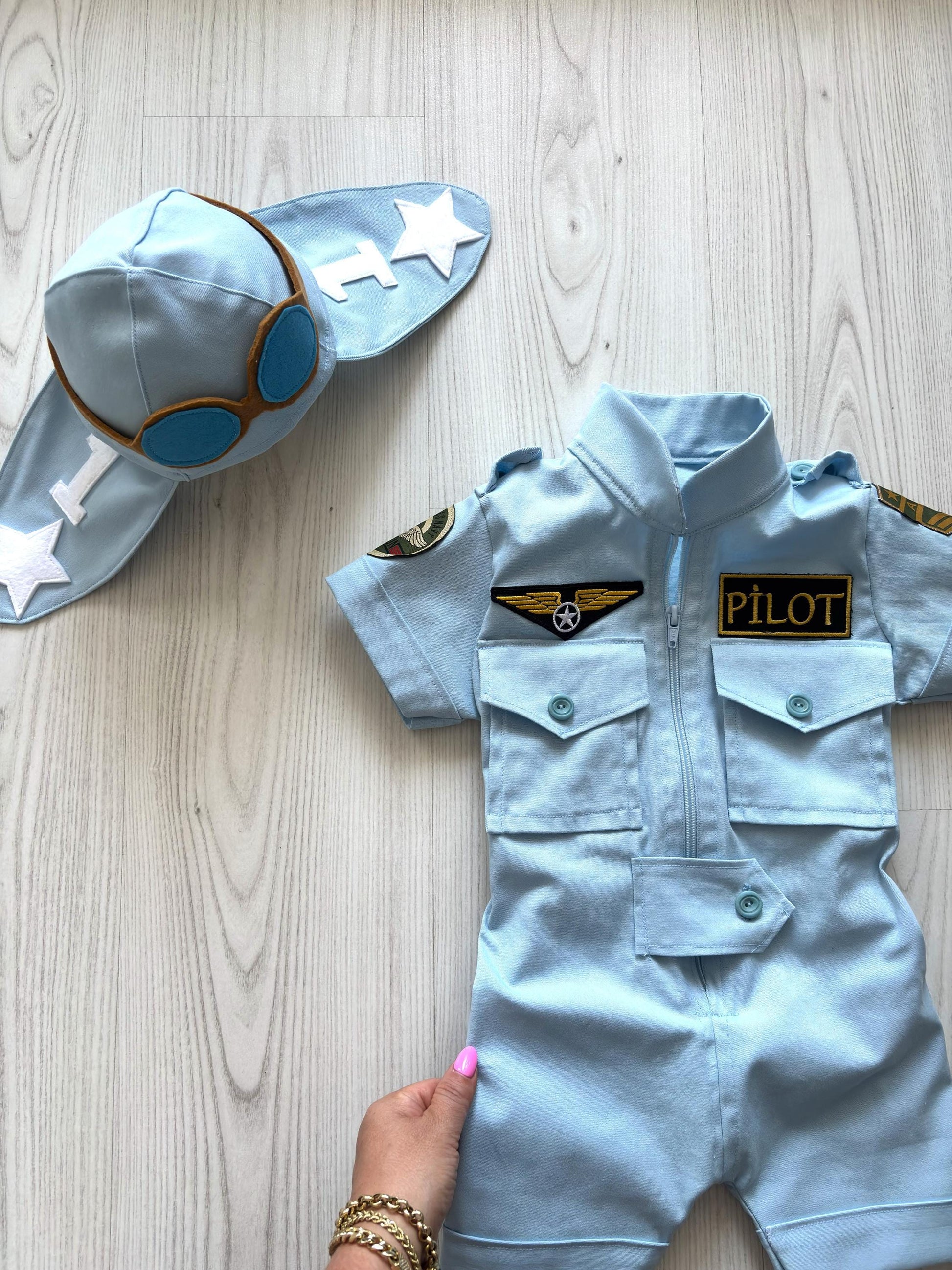 Personalized Air Force Pilot Costume Kids — front view