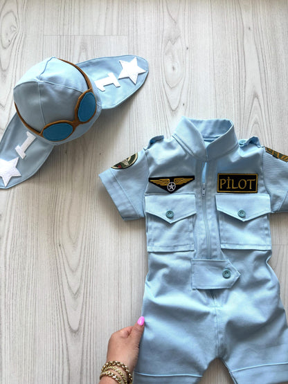 Personalized Air Force Pilot Costume Kids — front view
