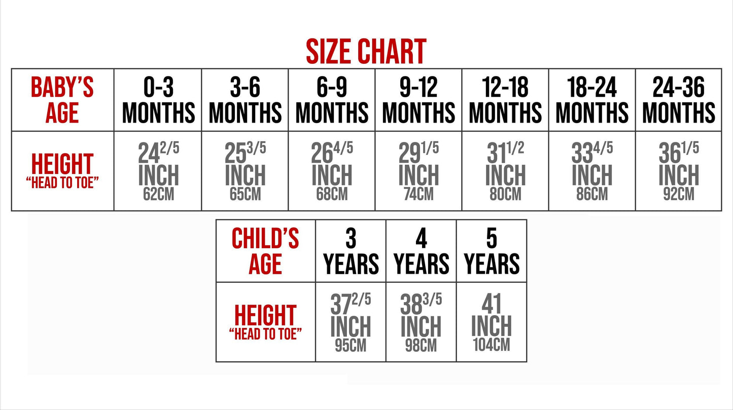 Baby Strawberry Costume Dress — size chart
