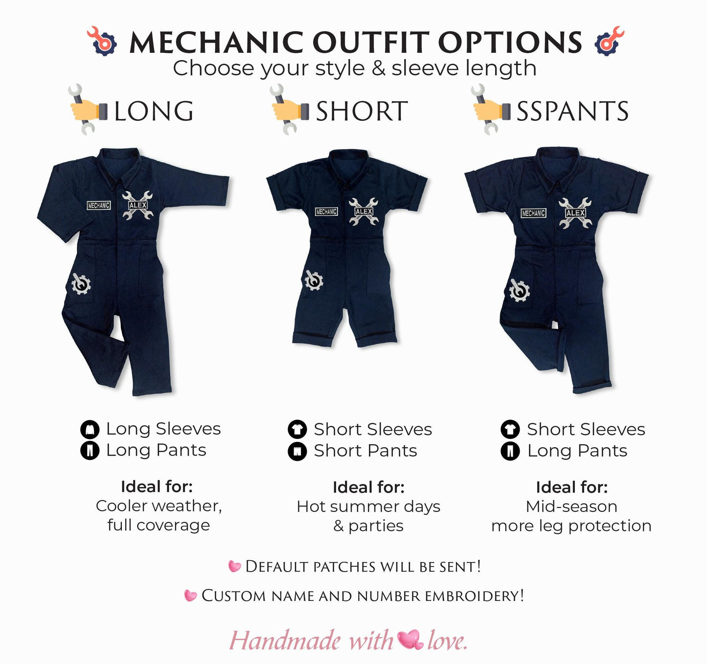 Personalized Mechanic Overalls for Kids — front view