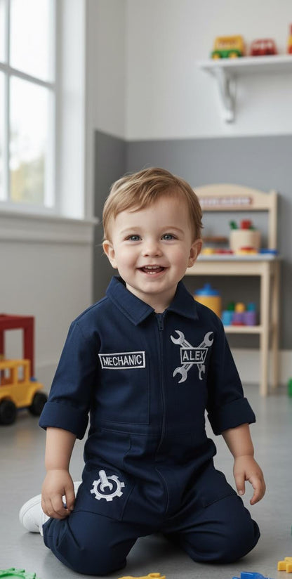 Personalized Mechanic Overalls for Kids — detail