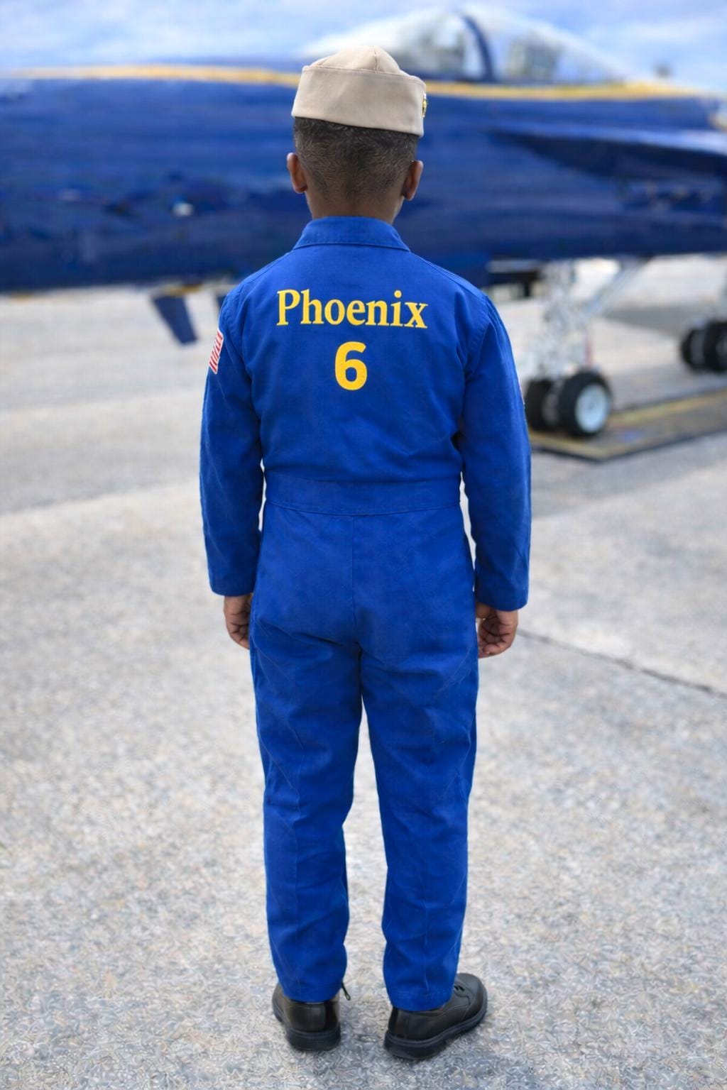 Royal blue pilot flight suit costume for kids — photo 2