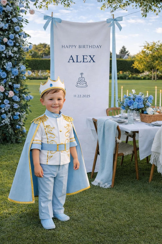 Personalized Prince Cape and Crown Set