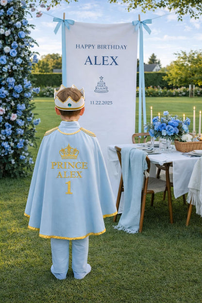 Personalized Prince Cape and Crown Set — front view