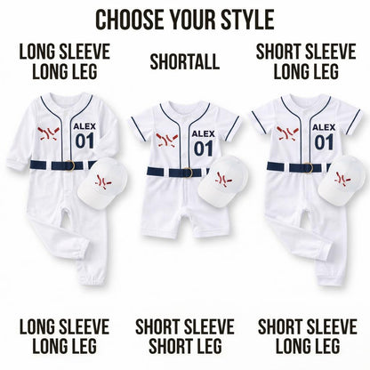Custom Baseball Jersey Romper for Baby — front view