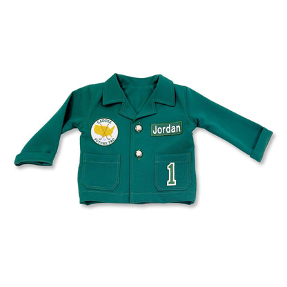 Kids Green Golf Jacket — fabric detail