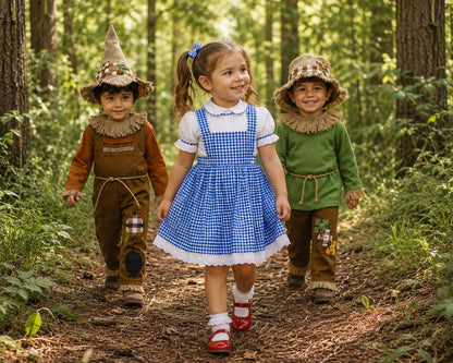 Baby scarecrow costume with straw hat for Halloween and fall photos — photo 3