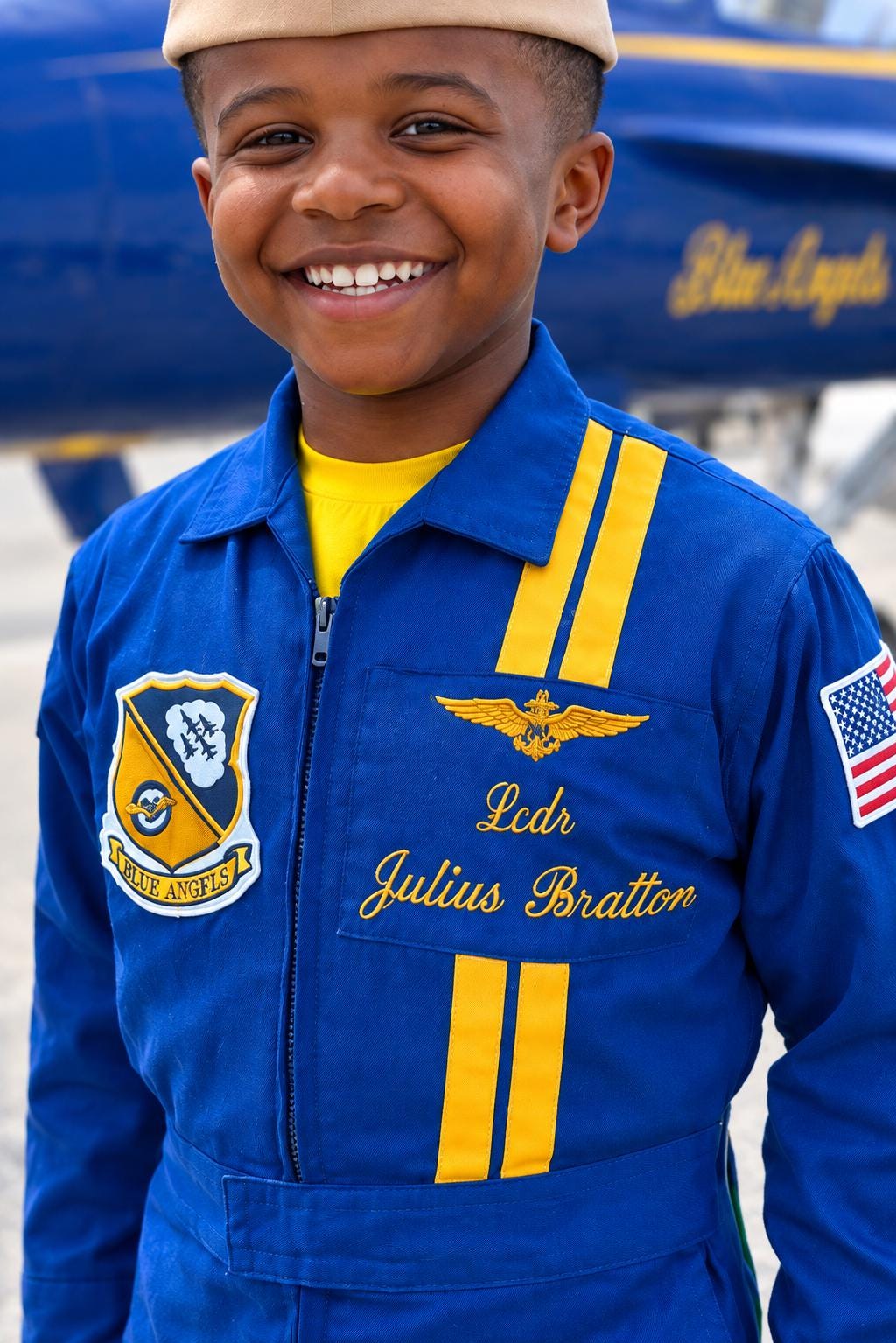 Royal blue pilot flight suit costume for kids — photo 3
