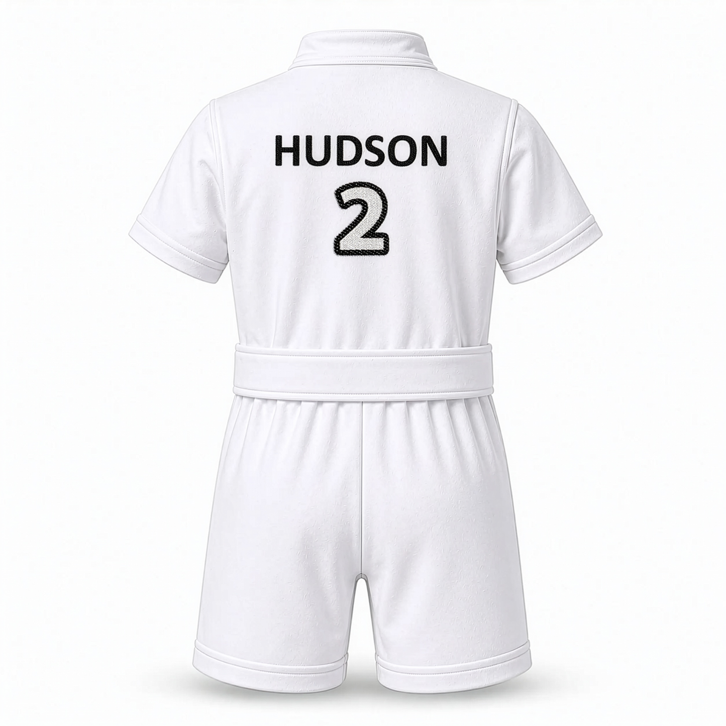 Back name and number embroidery option on personalized racing costume
