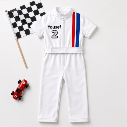 Short sleeve and pants style custom racing suit for kids