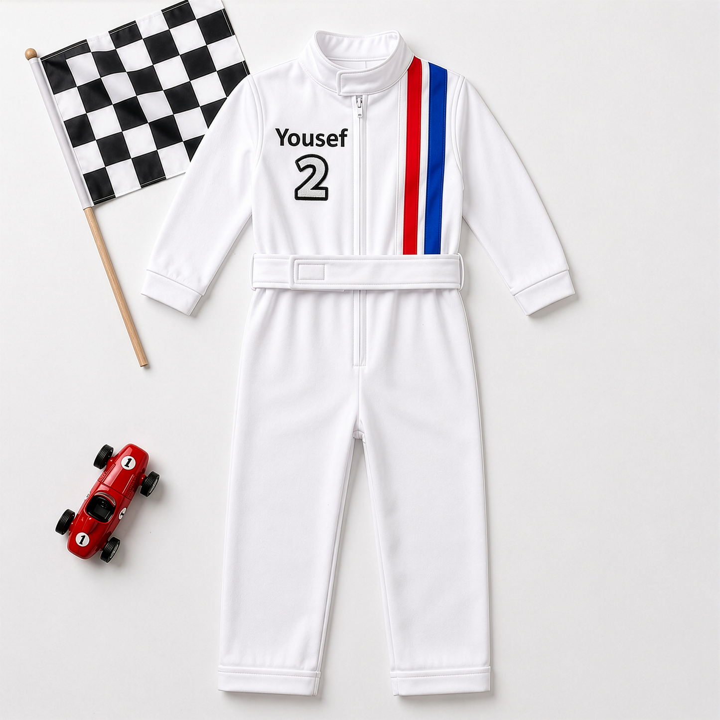 Long sleeve racing suit style for toddler race car driver costume